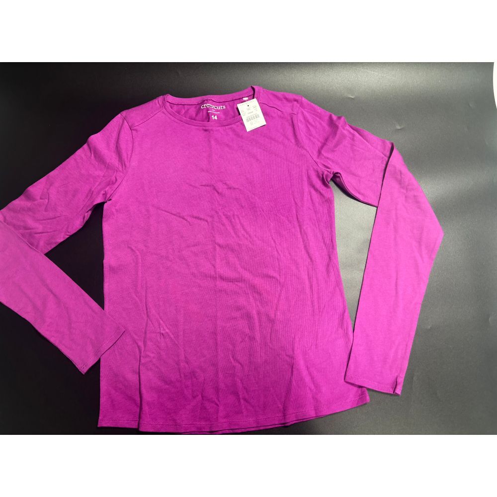 J Crew Cut Factory NWT Long Sleeve Tee Shirttail Hem in Pink Size 14